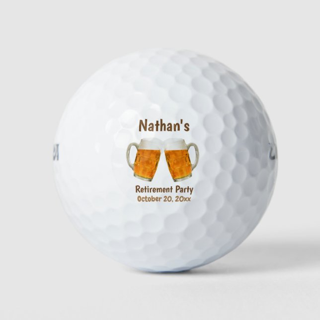 Retirement Party Favour Beer Cheers Custom Name Golf Balls (Front)