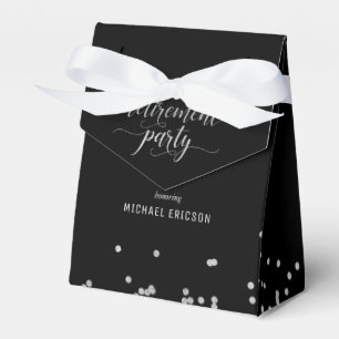 Retirement Party Favour Box Elegant Silver, Black