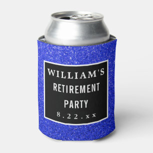 Retirement Party Favour Modern Typography Blue Can Cooler