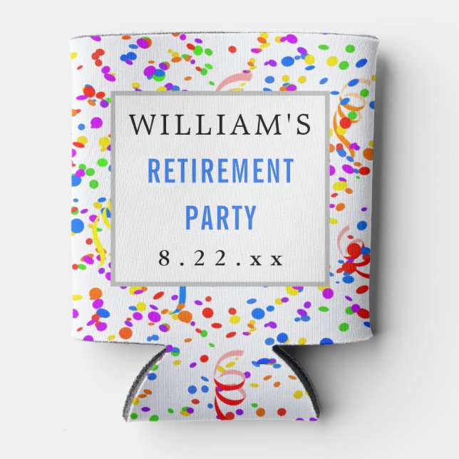 Retirement Party Favour Modern Typography Can Cooler (Front)