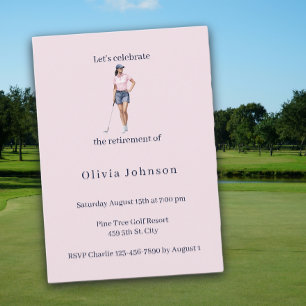 Retirement Party Female Golfer Watercolor Invitation