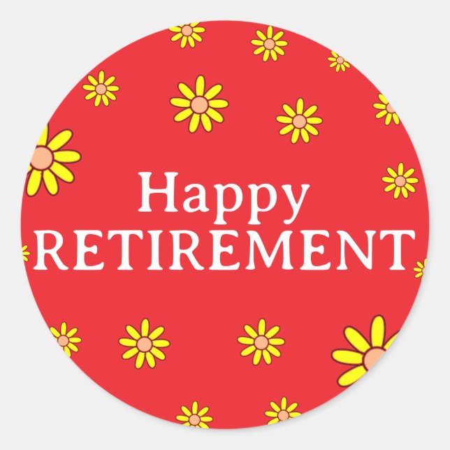 Retirement Party Floral Custom Text Classic Round Sticker (Front)