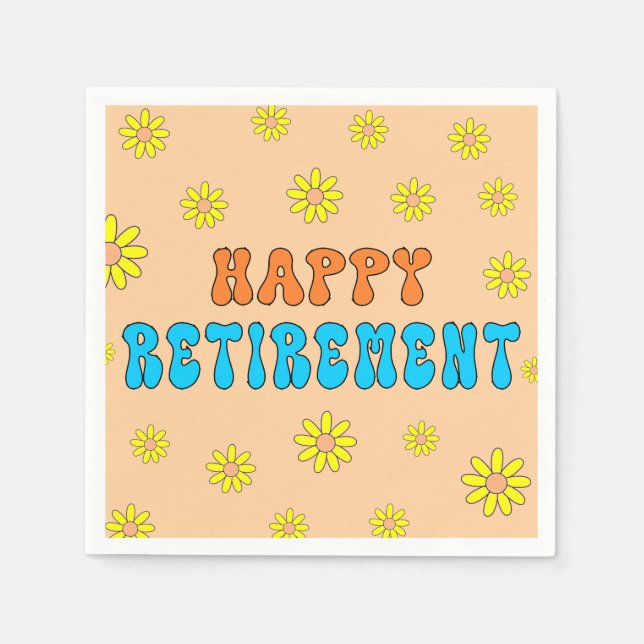 Retirement Party Floral Groovy Custom Text Napkin (Front)