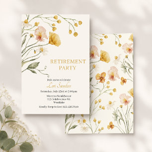 Retirement Party, Floral, Minimalist, Rustic  Invitation