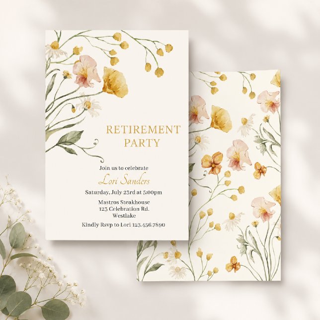 Retirement Party, Floral, Minimalist, Rustic  Invitation (Creator Uploaded)