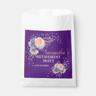 Retirement Party Floral Peony Rose Purple  Favour Bags