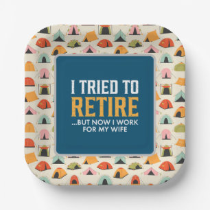Retirement Party for Camping lovers Paper Plate