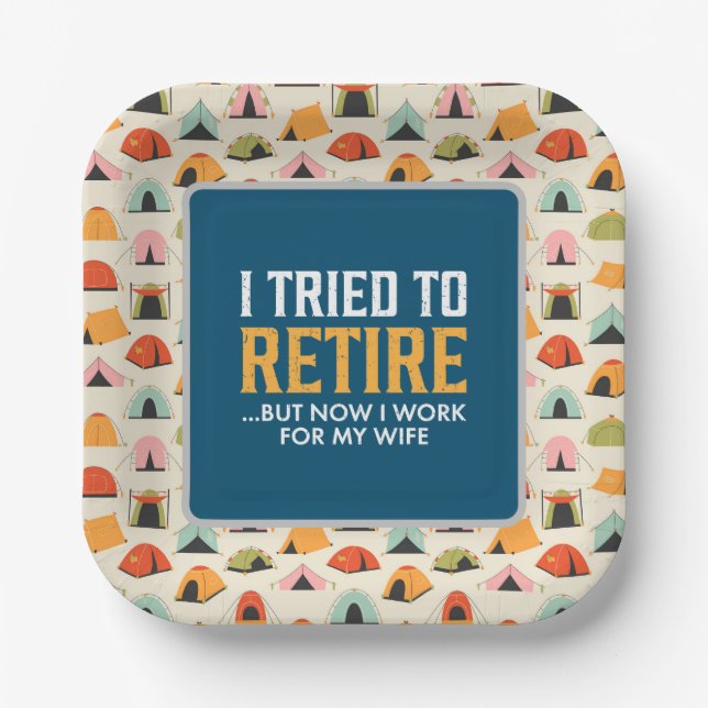 Retirement Party for Camping lovers Paper Plate (Front)