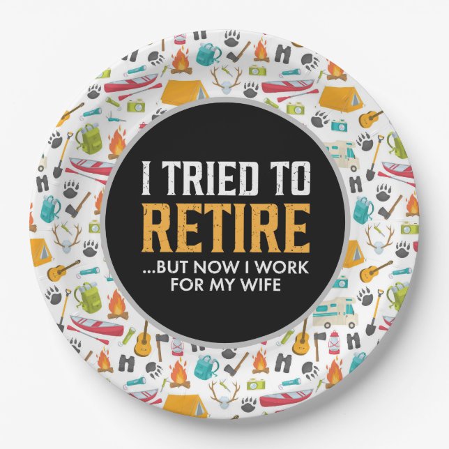 Retirement Party for Camping lovers Paper Plate (Front)