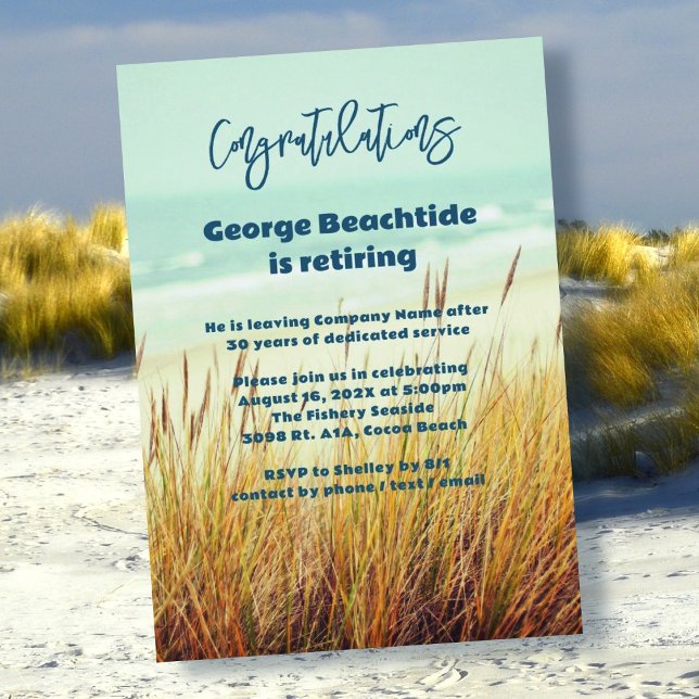 Retirement Party For Him Coastal Dune Grass Invitation (Creator Uploaded)