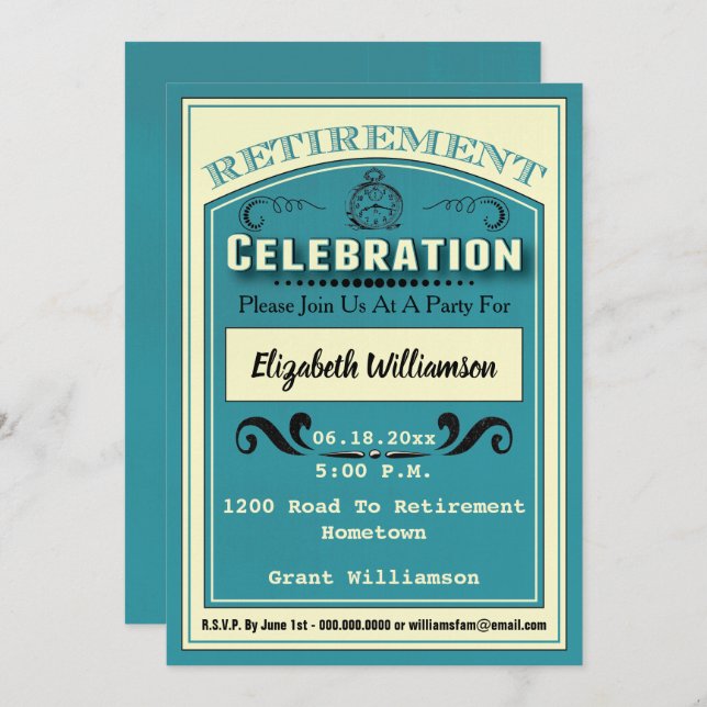 Retirement Party For Retiring Retiree Invitation (Front/Back)