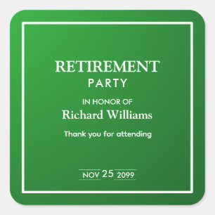 Retirement Party Formal Classic Blue White Square Sticker