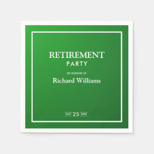 Retirement Party Formal Classic Green White Napkin