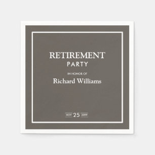 Retirement Party Formal Classic Grey White Napkin