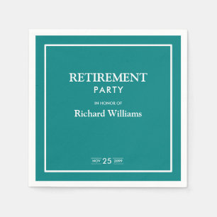Retirement Party Formal Classic Teal White Napkin