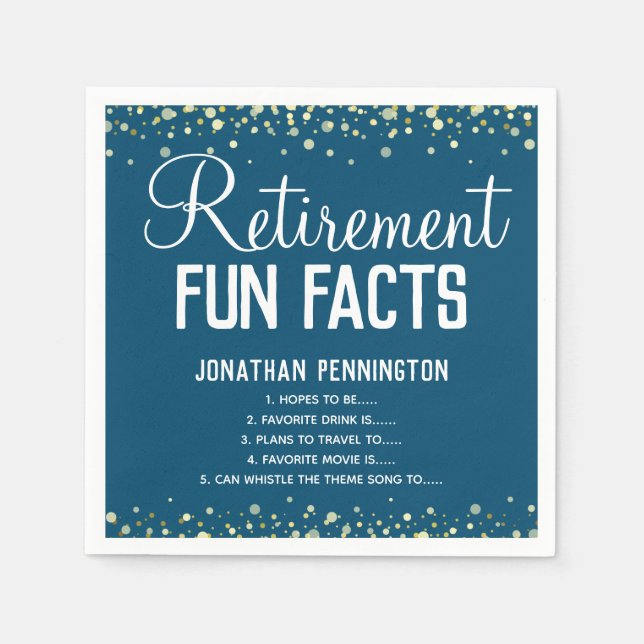 Retirement Party Fun Facts Unisex Confetti Napkin (Front)