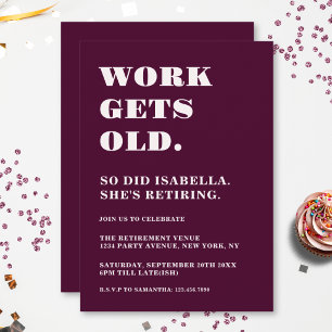 Retirement Party Funny Humourous Quote Invitation