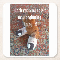 retirement party ginger cat sleeping slippers coas