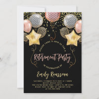Retirement Party Gold Confetti Balloons Black