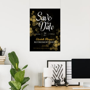 Retirement Party Gold Confetti Save the Date  Poster