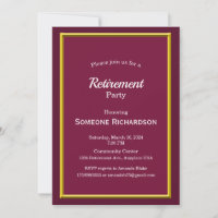 Retirement Party Gold Frame burgundy