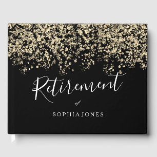 Retirement Party Gold Glitter Confetti Guest Book