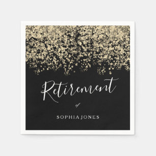Retirement Party Gold Glitter Confetti Napkin