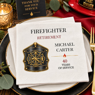 Retirement Party Gold Maltese Cross Firefighter Napkin