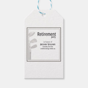 Retirement Party Golf Modern Corporate Black White Gift Tags