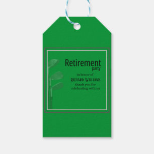 Retirement Party Golf Modern Corporate Green Black Gift Tags