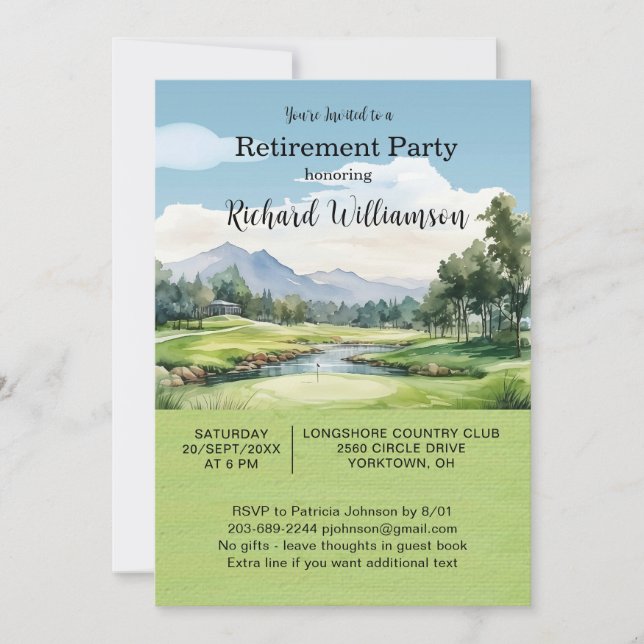 Retirement Party Golf Theme Invitation (Front)