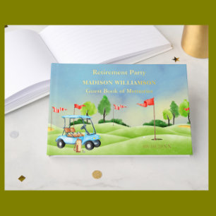 Retirement Party Golf Theme Real Gold Foil  Guest Book