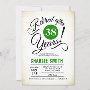 Retirement Party - Green Black White Invitation