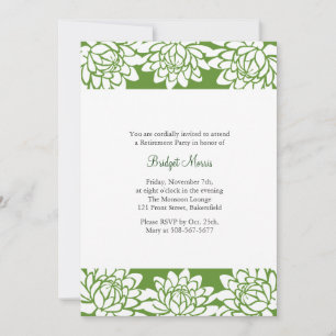 Retirement Party Green Modern and Floral Invite