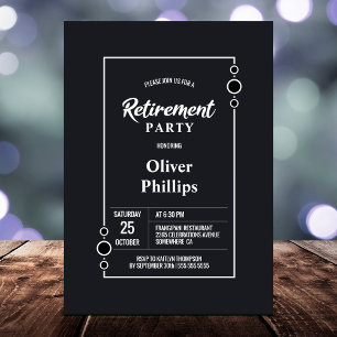 Retirement Party Grey with White Frame Party Invitation