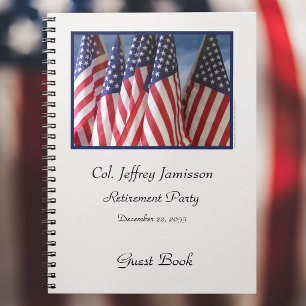 Retirement Party Guest Book, American Flags Spiral Notebook