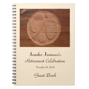 Retirement Party Guest Book, Angel in Rocks, Cross Spiral Notebook