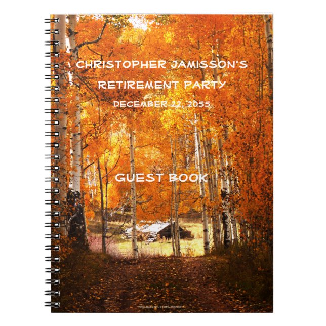 Retirement Party Guest Book, Cabin in the Aspens Notebook (Front)
