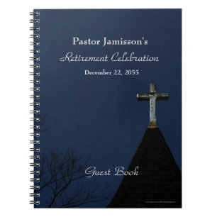 Retirement Party Guest Book, Cross Spiral Notebook