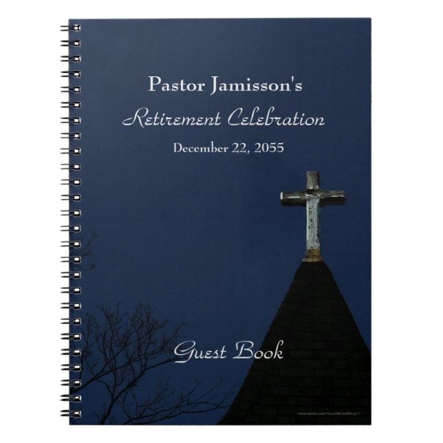 Retirement Party Guest Book, Cross Spiral Notebook (Front)
