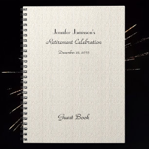 Retirement Party Guest Book, Faux Textured Burlap Spiral Notebook