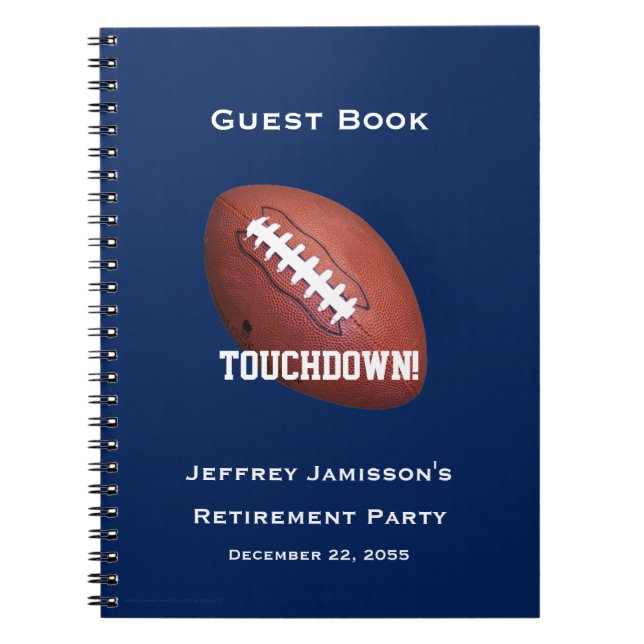 Retirement Party Guest Book, Football, Spiral Spiral Notebook (Front)