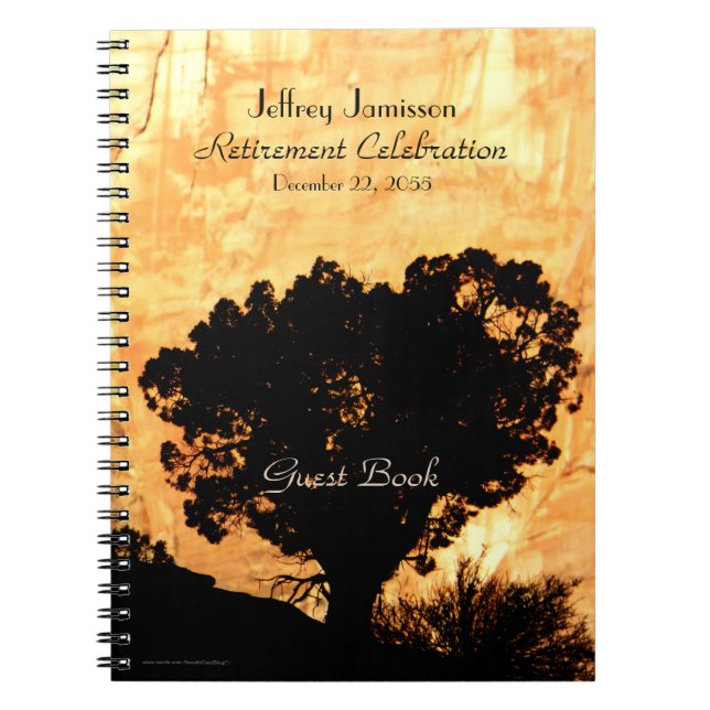Retirement Party Guest Book, Lone Tree Spiral Notebook (Front)