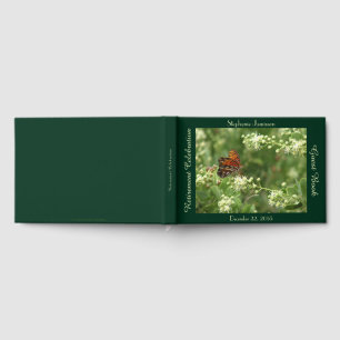 Retirement Party Guest Book, Orange Butterfly Book