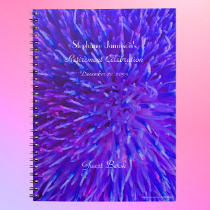 Retirement Party Guest Book Purple Abstract Floral