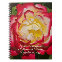 Retirement Party Guest Book Red /Gold Rose Macro