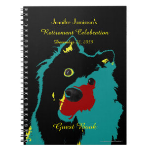 Retirement Party Guest Book, Teal Dog Spiral Notebook