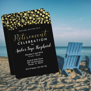 Retirement party invitation, black and gold invitation