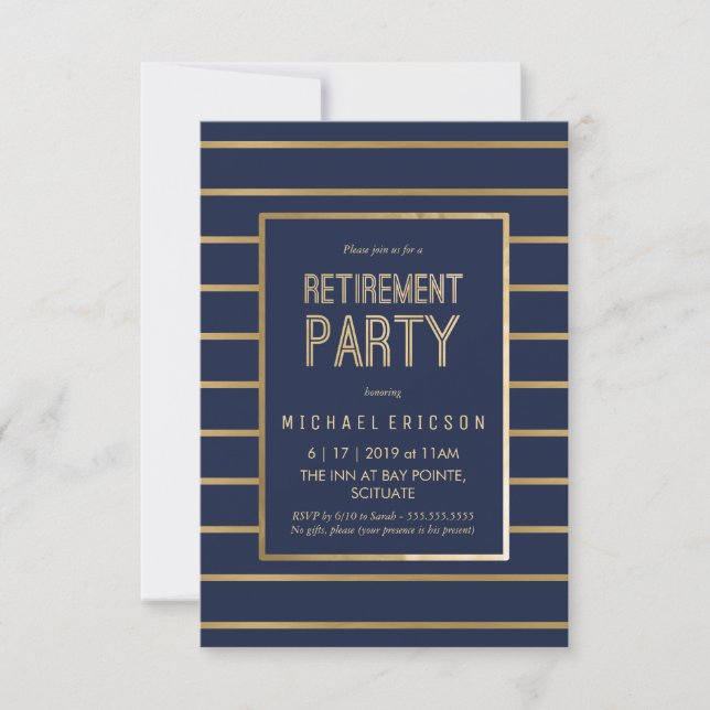 Retirement Party Invitation - Customise, Classy (Front)
