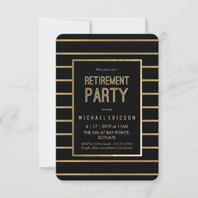 Retirement Party Invitation - Customise, Classy (Front)